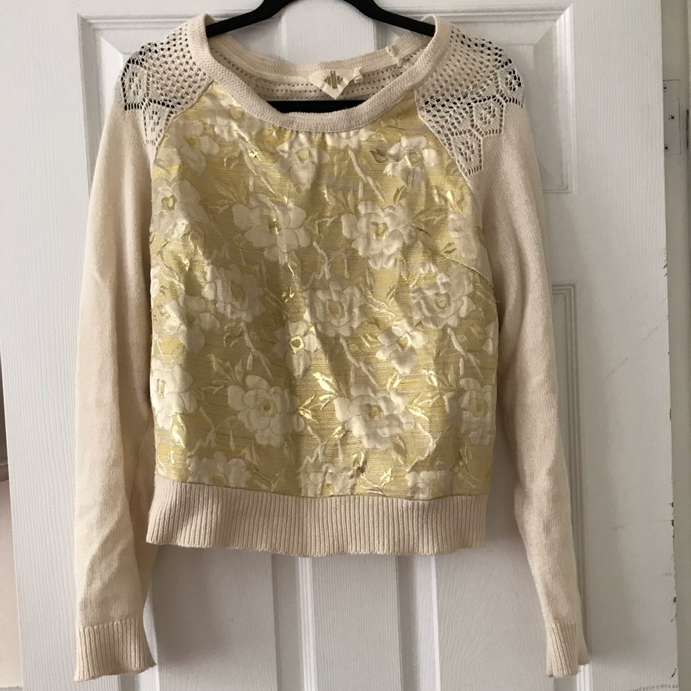 Anthropologie metallic print sweater